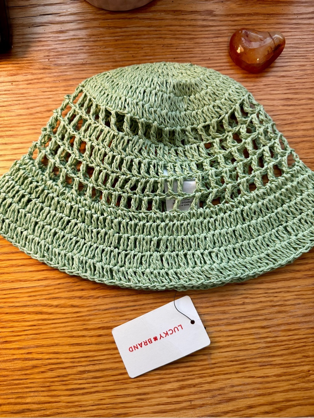 Lucky Brand Mint Green Crochet Bucket Hat